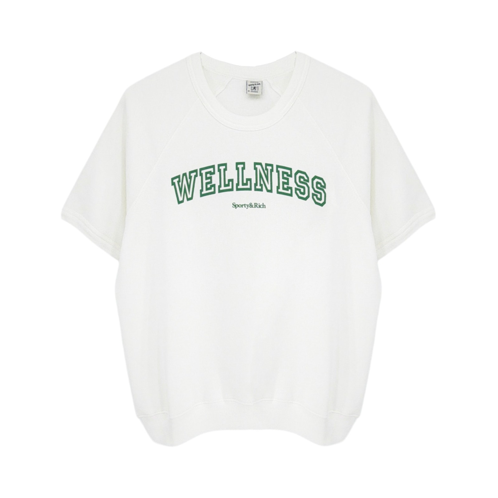Sporty & Rich Wellness Ivy Short Sleeve Soft Crewneck In White/Verde M